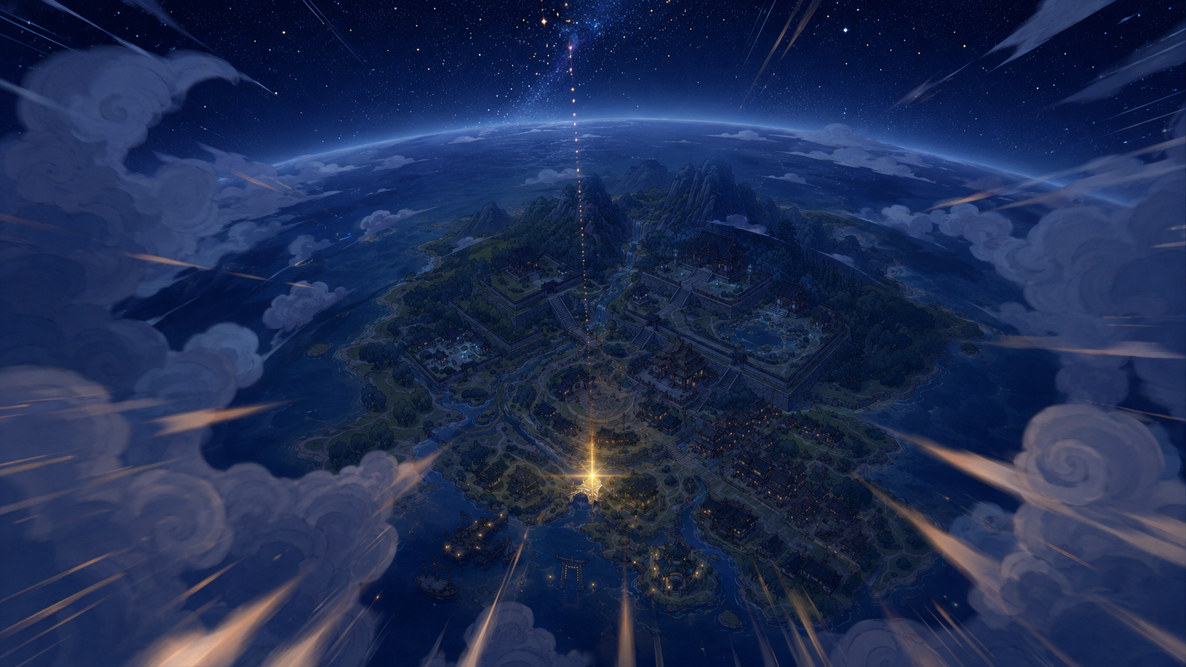 月羽川从星空坠落的场景